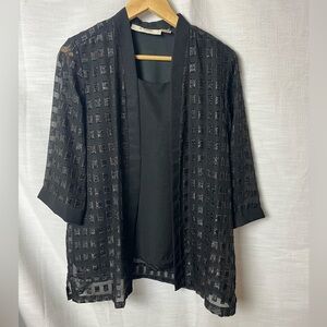 Vintage 1980’s Je T’aime Black Sheer Overlay Blouse Women’s M